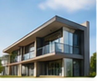 Casa moderna con balcones y amplios ventanales